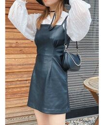 レザーライクキャミワンピース