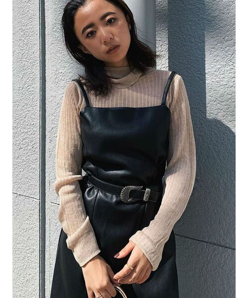 EVRIS（エヴリス）の「レザーライクキャミワンピース（ワンピース・レディース・ブラック・SMALL/MEDIUM）」の10枚目の写真