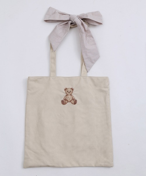 WC（ダブル シー）の「クマ刺繍リボントートバッグ（トートバッグ