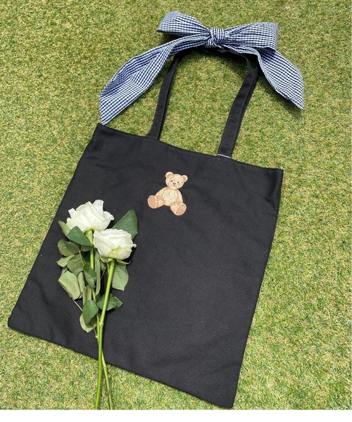 WC（ダブル シー）の「クマ刺繍リボントートバッグ（トートバッグ