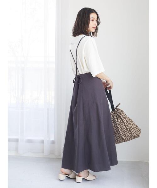 Green　Parks（グリーンパークス）の「ベルギーリネンブレンド　キャミワンピ＊（ワンピース・レディース・チャコールグレー/ベージュ/オレンジ・FREE）」の4枚目の写真