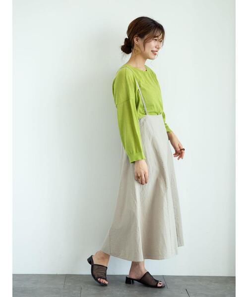 Green　Parks（グリーンパークス）の「ベルギーリネンブレンド　キャミワンピ＊（ワンピース・レディース・チャコールグレー/ベージュ/オレンジ・FREE）」の14枚目の写真