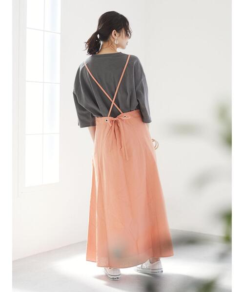 Green　Parks（グリーンパークス）の「ベルギーリネンブレンド　キャミワンピ＊（ワンピース・レディース・チャコールグレー/ベージュ/オレンジ・FREE）」の11枚目の写真