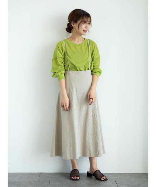 Green　Parks（グリーンパークス）の「ベルギーリネンブレンド　キャミワンピ＊（ワンピース・レディース・チャコールグレー/ベージュ/オレンジ・FREE）」の15枚目の写真