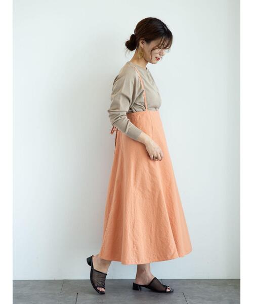 Green　Parks（グリーンパークス）の「ベルギーリネンブレンド　キャミワンピ＊（ワンピース・レディース・チャコールグレー/ベージュ/オレンジ・FREE）」の19枚目の写真