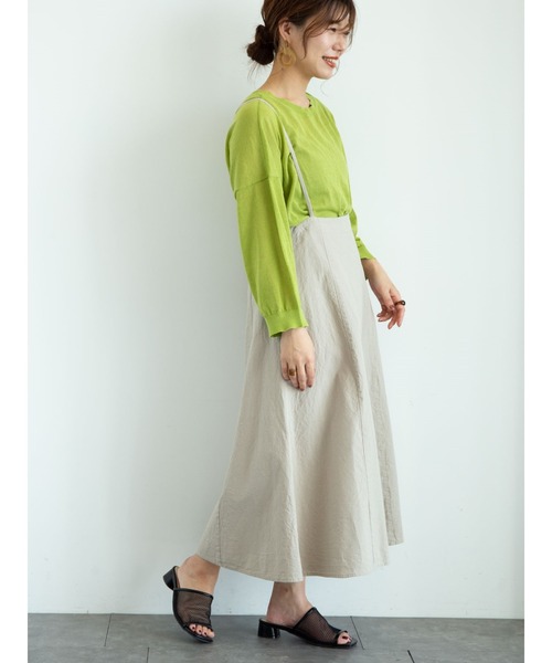 Green　Parks（グリーンパークス）の「ベルギーリネンブレンド　キャミワンピ＊（ワンピース・レディース・チャコールグレー/ベージュ/オレンジ・FREE）」の2枚目の写真