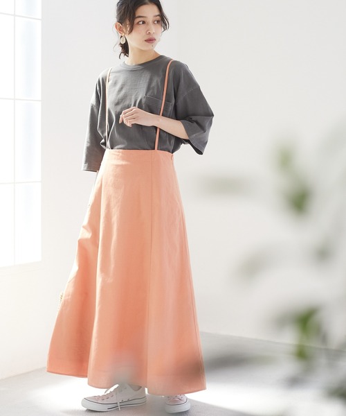 Green　Parks（グリーンパークス）の「ベルギーリネンブレンド　キャミワンピ＊（ワンピース・レディース・チャコールグレー/ベージュ/オレンジ・FREE）」の3枚目の写真