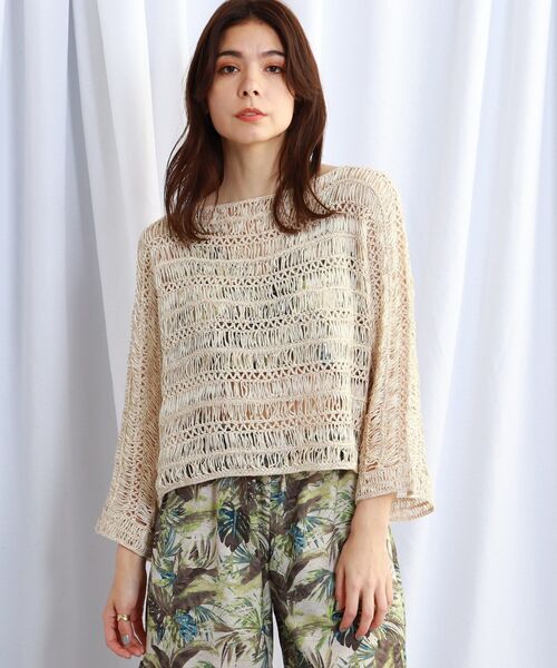 JET(ジェット)の「◆【ウォッシャブル】透かし編みニットプルオーバー(ニット/セーター・レディース・ブラック系7/ベージュ系8・04)」の2枚目の写真