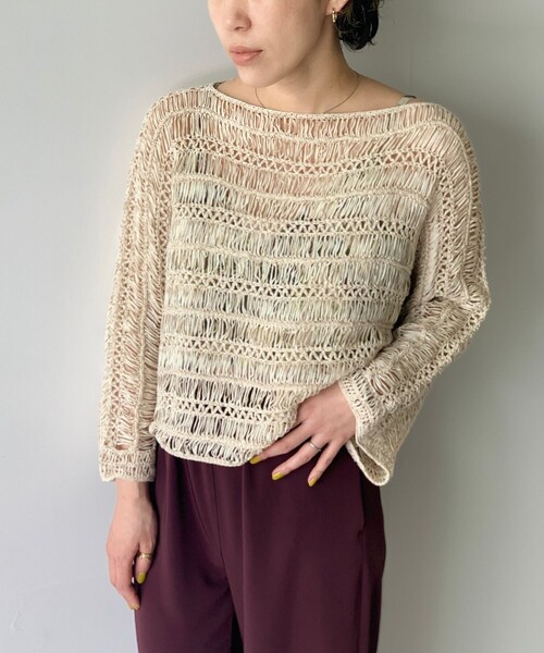 JET(ジェット)の「◆【ウォッシャブル】透かし編みニットプルオーバー(ニット/セーター・レディース・ブラック系7/ベージュ系8・04)」の3枚目の写真