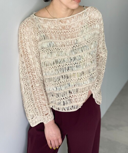 JET(ジェット)の「◆【ウォッシャブル】透かし編みニットプルオーバー(ニット/セーター・レディース・ブラック系7/ベージュ系8・04)」の12枚目の写真