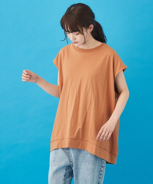 CUBE SUGAR(キューブシュガー)の「WEB限定汗染み防止コクーンバックタックプルオーバー(Tシャツ/カットソー・レディース・ブラック/オレンジ/トップグレー/ブルー・M)」の1枚目の写真