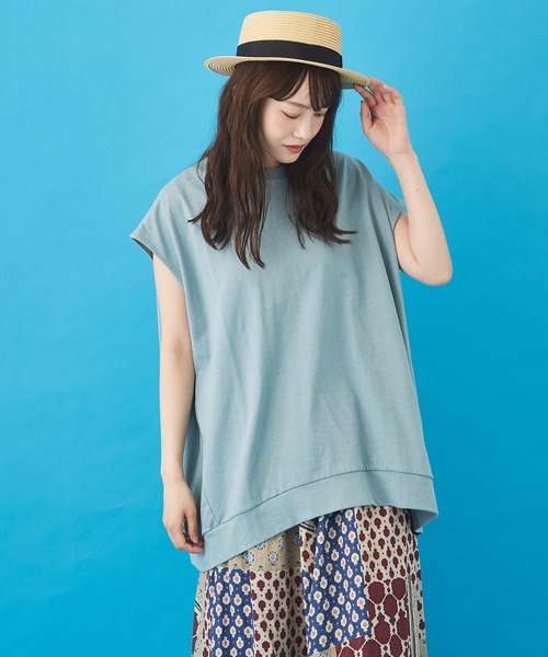 CUBE SUGAR(キューブシュガー)の「WEB限定汗染み防止コクーンバックタックプルオーバー(Tシャツ/カットソー・レディース・ブラック/オレンジ/トップグレー/ブルー・M)」の4枚目の写真