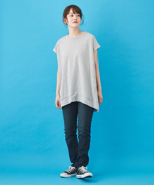 CUBE SUGAR(キューブシュガー)の「WEB限定汗染み防止コクーンバックタックプルオーバー(Tシャツ/カットソー・レディース・ブラック/オレンジ/トップグレー/ブルー・M)」の21枚目の写真