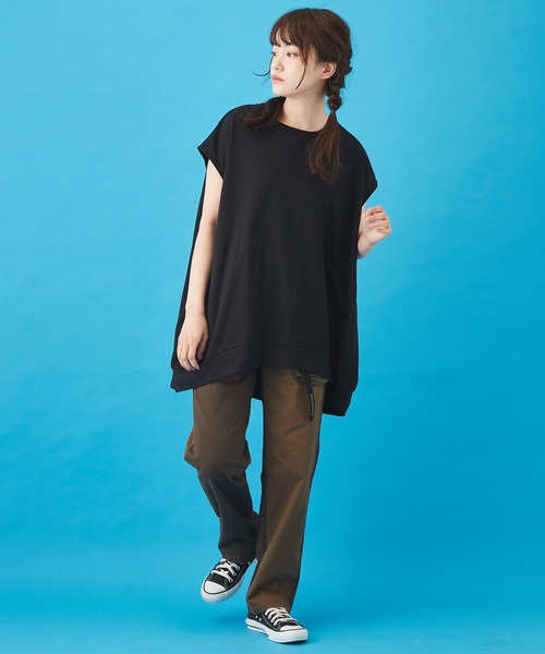 CUBE SUGAR(キューブシュガー)の「WEB限定汗染み防止コクーンバックタックプルオーバー(Tシャツ/カットソー・レディース・ブラック/オレンジ/トップグレー/ブルー・M)」の9枚目の写真