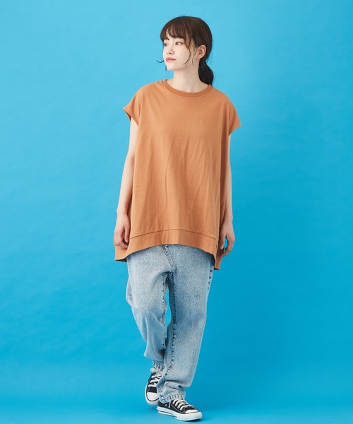 CUBE SUGAR(キューブシュガー)の「WEB限定汗染み防止コクーンバックタックプルオーバー(Tシャツ/カットソー・レディース・ブラック/オレンジ/トップグレー/ブルー・M)」の18枚目の写真