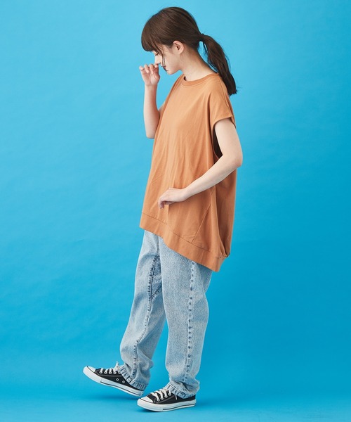 CUBE SUGAR(キューブシュガー)の「WEB限定汗染み防止コクーンバックタックプルオーバー(Tシャツ/カットソー・レディース・ブラック/オレンジ/トップグレー/ブルー・M)」の6枚目の写真