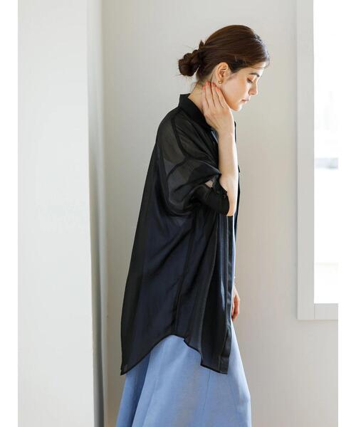 koe(コエ)の「ベルト付きシアーシャツチュニック*(シャツ/ブラウス・レディース・ブラック/ホワイト/ミント・FREE)」の18枚目の写真
