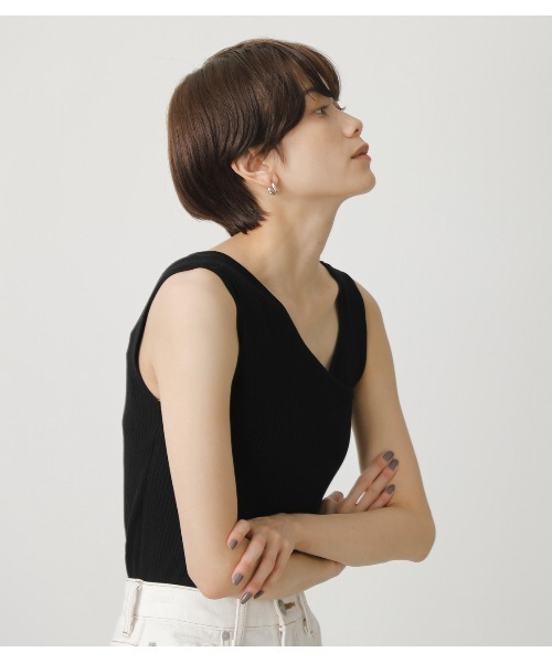 AZUL by moussy（アズールバイマウジー）の「DOUBLE STRAP KNIT TANKTOP/ダブルストラップニットタンククトップ（タンクトップ・レディース・ライトベージュ/ブラック/グリーン・MEDIUM/SMALL）」の22枚目の写真