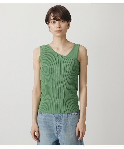 AZUL by moussy（アズールバイマウジー）の「DOUBLE STRAP KNIT TANKTOP/ダブルストラップニットタンククトップ（タンクトップ・レディース・ライトベージュ/ブラック/グリーン・MEDIUM/SMALL）」の16枚目の写真