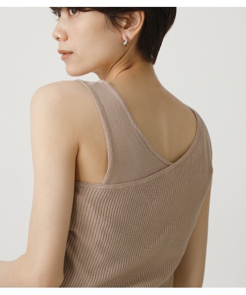 AZUL by moussy（アズールバイマウジー）の「DOUBLE STRAP KNIT TANKTOP/ダブルストラップニットタンククトップ（タンクトップ・レディース・ライトベージュ/ブラック/グリーン・MEDIUM/SMALL）」の13枚目の写真