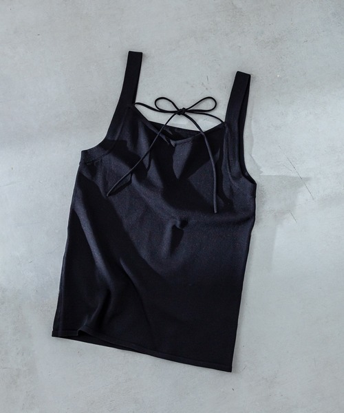 mystic(ミスティック)の「ホルターニットキャミソール(キャミソール・レディース・ブラック/ライトグレー/ベージュ/グリーン・FREE)」の2枚目の写真