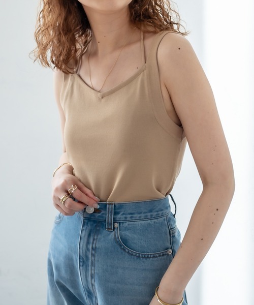 mystic(ミスティック)の「ホルターニットキャミソール(キャミソール・レディース・ブラック/ライトグレー/ベージュ/グリーン・FREE)」の9枚目の写真