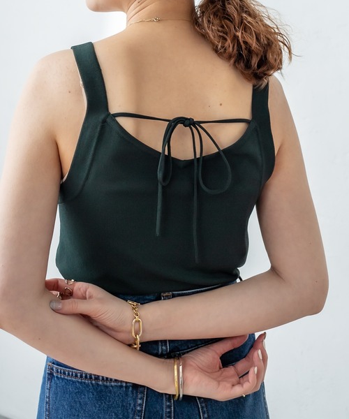 mystic(ミスティック)の「ホルターニットキャミソール(キャミソール・レディース・ブラック/ライトグレー/ベージュ/グリーン・FREE)」の5枚目の写真