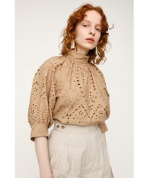 SLY | STAND GATHER COTTON LACE TOPS スタンド ギャザー コットン レース トップス(シャツ/ブラウス)