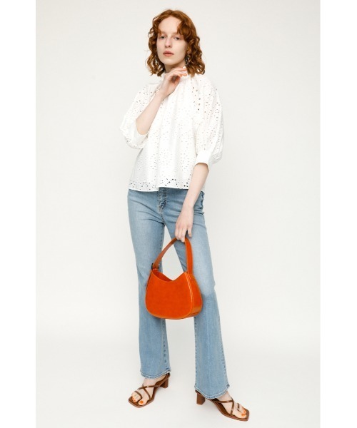 SLY（スライ）の「STAND GATHER COTTON LACE TOPS スタンド ギャザー コットン レース トップス（シャツ/ブラウス・レディース・ホワイト/ライトパープル/ブラック/ベージュ・FREE）」の22枚目の写真