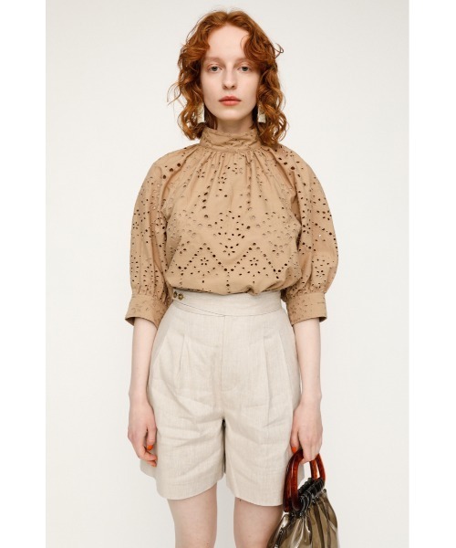 SLY（スライ）の「STAND GATHER COTTON LACE TOPS スタンド ギャザー コットン レース トップス（シャツ/ブラウス・レディース・ホワイト/ライトパープル/ブラック/ベージュ・FREE）」の18枚目の写真