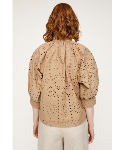 SLY（スライ）の「STAND GATHER COTTON LACE TOPS スタンド ギャザー コットン レース トップス（シャツ/ブラウス・レディース・ホワイト/ライトパープル/ブラック/ベージュ・FREE）」の15枚目の写真