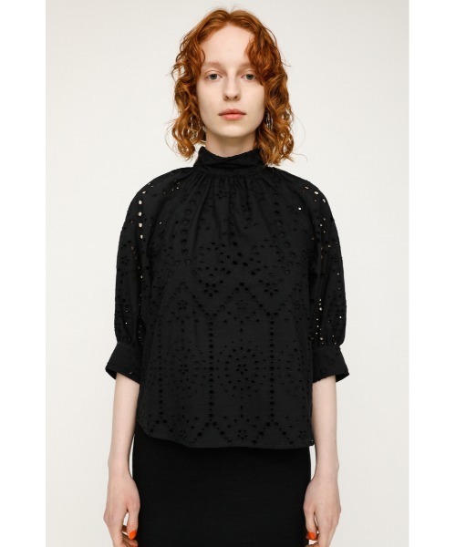 コットンレーストップス 胸元レース切替・コットントップス/40代50代からのレディース