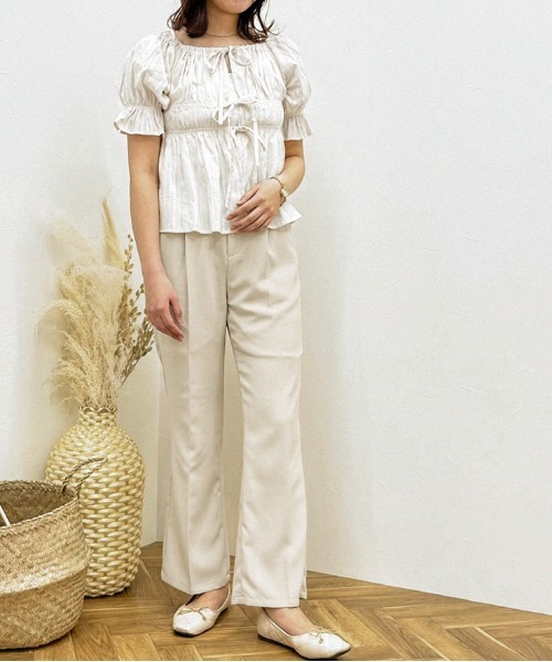 apres jour clair（アプレジュールクレア）の「【apres jour clair】カラーフレアパンツ【ZOZOTOWN限定アイテム】（スラックス・レディース・アイボリー/ダークブラウン/ライトベージュ/ブラウン系その他・MEDIUM/X-LARGE/SMALL）」の9枚目の写真