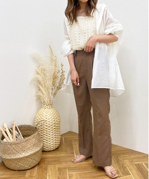 apres jour clair（アプレジュールクレア）の「【apres jour clair】カラーフレアパンツ【ZOZOTOWN限定アイテム】（スラックス・レディース・アイボリー/ダークブラウン/ライトベージュ/ブラウン系その他・MEDIUM/X-LARGE/SMALL）」の16枚目の写真