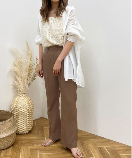 apres jour clair（アプレジュールクレア）の「【apres jour clair】カラーフレアパンツ【ZOZOTOWN限定アイテム】（スラックス・レディース・アイボリー/ダークブラウン/ライトベージュ/ブラウン系その他・MEDIUM/X-LARGE/SMALL）」の17枚目の写真