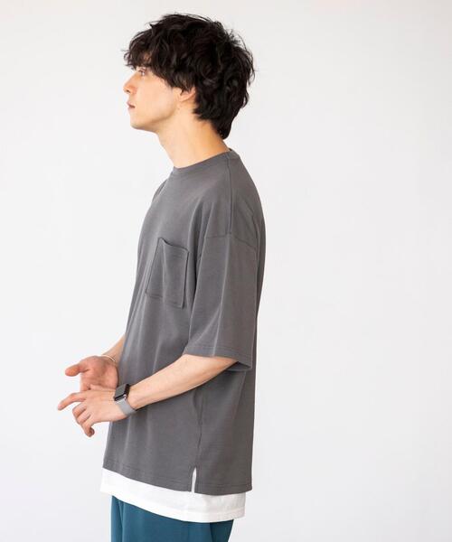 coen（コーエン）の「【2セットアイテム】ワッフルリアルレイヤードTシャツ（Tシャツ/カットソー・メンズ・ブラック/ライトブルー/オフホワイト/ベージュ・MEDIUM/LARGE/SMALL/X-LARGE）」の10枚目の写真