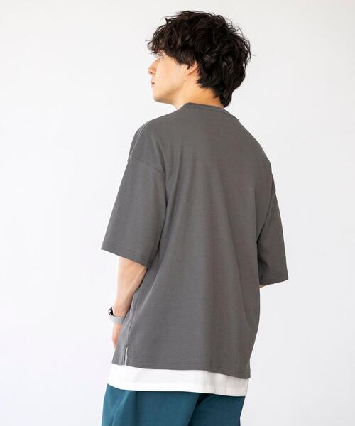 coen（コーエン）の「【2セットアイテム】ワッフルリアルレイヤードTシャツ（Tシャツ/カットソー・メンズ・ブラック/ライトブルー/オフホワイト/ベージュ・MEDIUM/LARGE/SMALL/X-LARGE）」の11枚目の写真