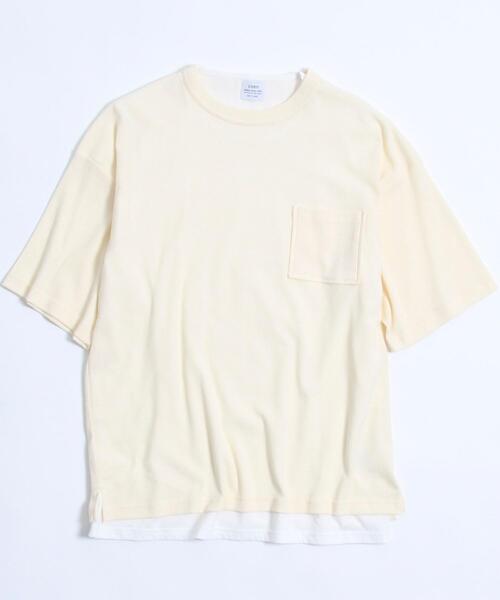 coen（コーエン）の「【2セットアイテム】ワッフルリアルレイヤードTシャツ（Tシャツ/カットソー・メンズ・ブラック/ライトブルー/オフホワイト/ベージュ・MEDIUM/LARGE/SMALL/X-LARGE）」の21枚目の写真