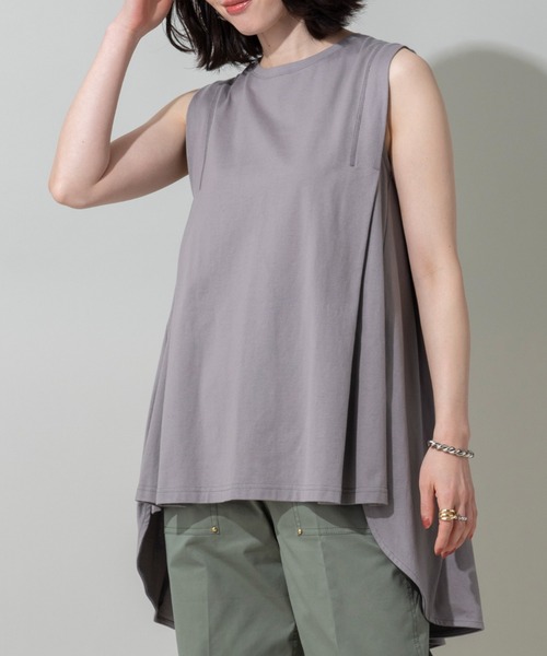 EUCLAID（エウクレイド）の「ノースリーブバックフレアカットソー（Tシャツ/カットソー・レディース・ブラック/オレンジ/グレー/オフホワイト・FREE）」の3枚目の写真