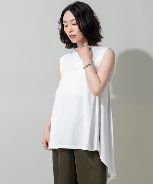 EUCLAID（エウクレイド）の「ノースリーブバックフレアカットソー（Tシャツ/カットソー・レディース・ブラック/オレンジ/グレー/オフホワイト・FREE）」の7枚目の写真