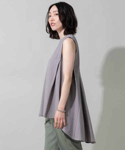 EUCLAID（エウクレイド）の「ノースリーブバックフレアカットソー（Tシャツ/カットソー・レディース・ブラック/オレンジ/グレー/オフホワイト・FREE）」の15枚目の写真