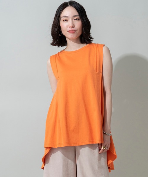 EUCLAID（エウクレイド）の「ノースリーブバックフレアカットソー（Tシャツ/カットソー・レディース・ブラック/オレンジ/グレー/オフホワイト・FREE）」の17枚目の写真