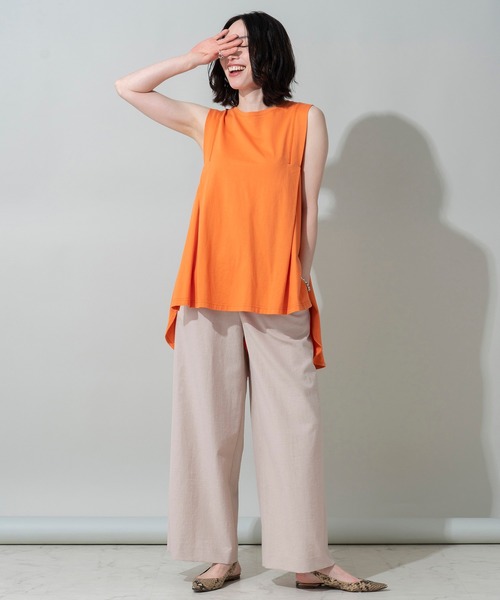 EUCLAID（エウクレイド）の「ノースリーブバックフレアカットソー（Tシャツ/カットソー・レディース・ブラック/オレンジ/グレー/オフホワイト・FREE）」の5枚目の写真