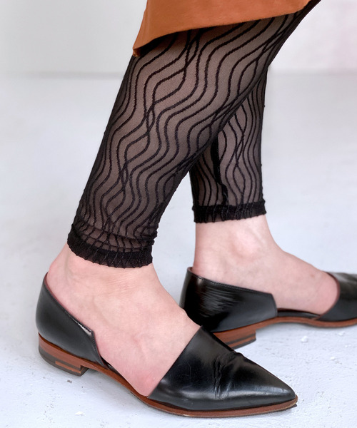 c.u.l（シーユーエル）の「【c.u.l】ウェーブデザイン シースルーレギンス cula210（レギンス/スパッツ・レディース・ブラック/グレー/ホワイト・M/L）」の2枚目の写真