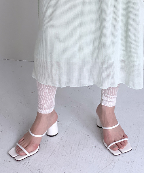 c.u.l（シーユーエル）の「【c.u.l】ウェーブデザイン シースルーレギンス cula210（レギンス/スパッツ・レディース・ブラック/グレー/ホワイト・M/L）」の7枚目の写真