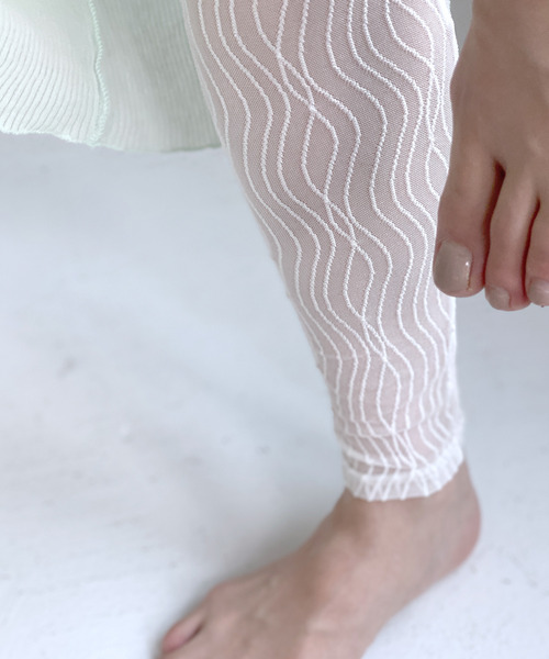 c.u.l（シーユーエル）の「【c.u.l】ウェーブデザイン シースルーレギンス cula210（レギンス/スパッツ・レディース・ブラック/グレー/ホワイト・M/L）」の10枚目の写真