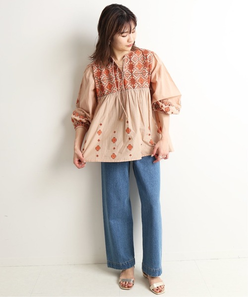 SLOBE IENA（スローブイエナ）の「インド刺繍ブラウス【手洗い