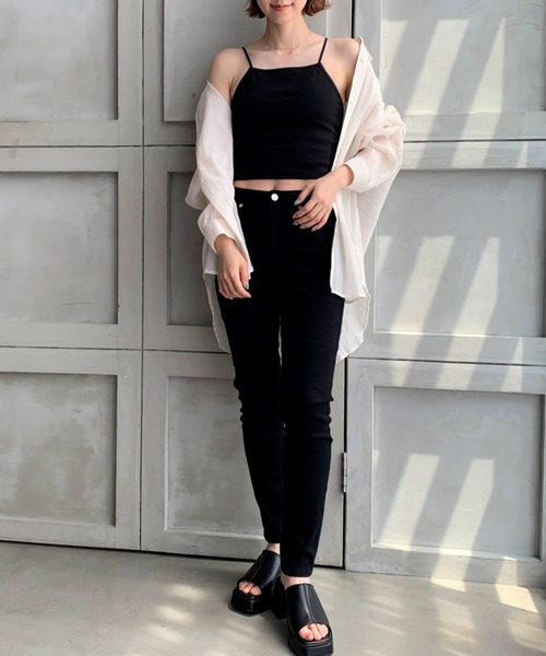 moment+（モーメントプラス）の「綿100％フライス.パット付きスクエアブラトップ（チューブトップ・レディース・オフホワイト/ナチュラル/杢グレー/モカ/ブラック/イエロー×グリーン/クリアグリーン/オレンジ/ターコイズブルー/ベージュ/ホワイト系その他・M/L）」の17枚目の写真