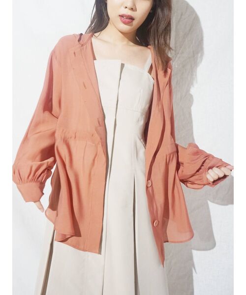 MERCURYDUO（マーキュリーデュオ）の「ドロストシャツブルゾン（ブルゾン・レディース・ブラウン/オフホワイト・FREE）」の4枚目の写真