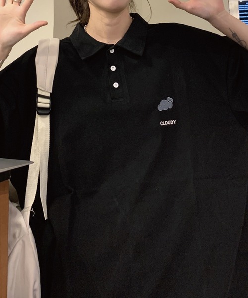 meJane（ミージェーン）の「お天気ワンポイント刺繍ビックシルエットポロシャツ【ZOZOTOWN限定】（ポロシャツ・レディース・ホワイト/ブラック/グレー/ミント・FREE）」の10枚目の写真